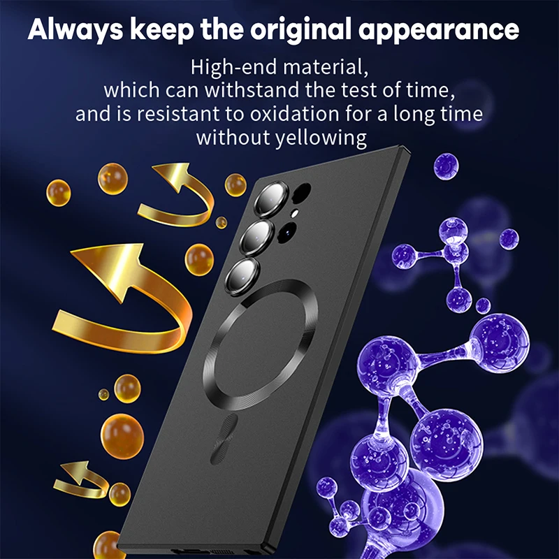 De lux Magsafe Magnetic Wireless de Încărcare Caz Pentru Samsung Galaxy S21 S23 FE S22 Ultra Plus Mat Silicon Capacul de Protecție a Lentilei