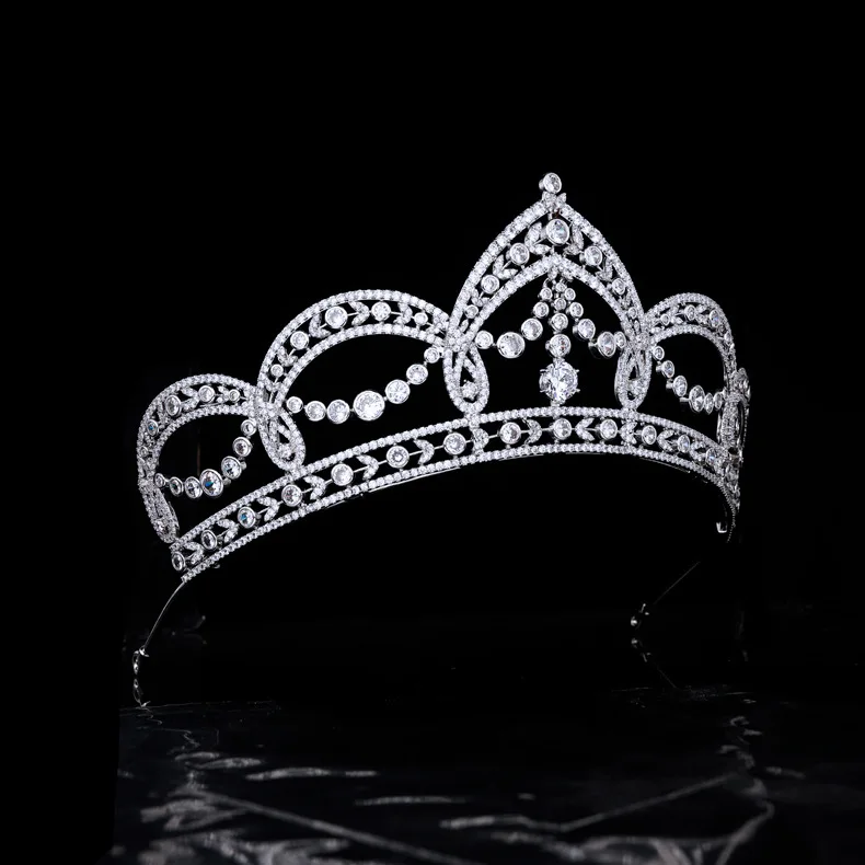 De lux Zirconia Tiara Coroana de Printesa Regina AAA Zircon Diadema Pentru Mirese Femei Caciula Nunta Accesorii Par Mireasa Bijuterii