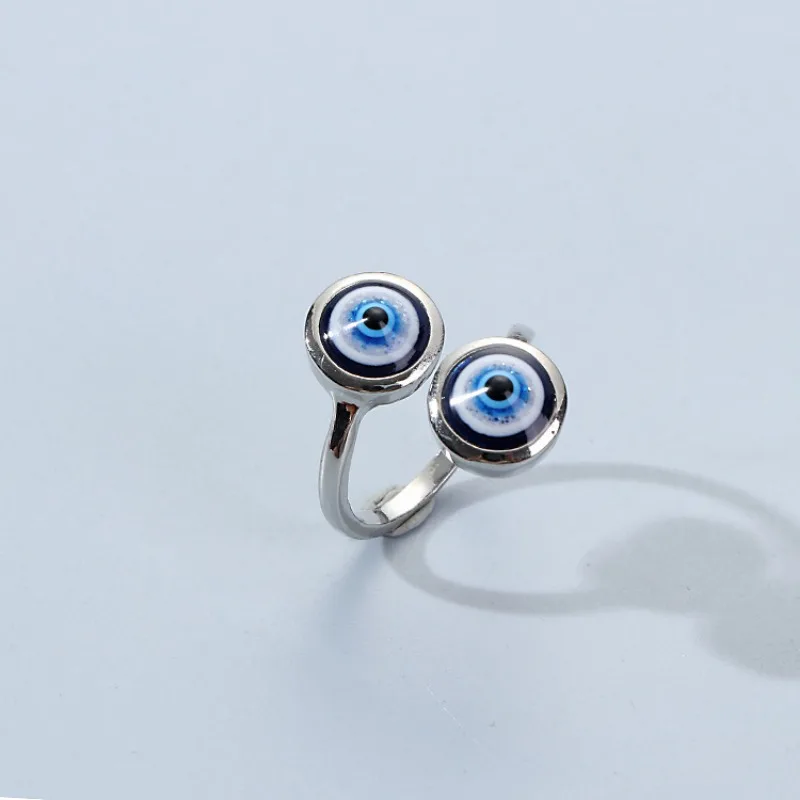Deochi Inele Lucky Blue pentru Femei din Oțel Inoxidabil Zircon Diavolul cu Ochii Deschiși Reglabil pe Deget Inele de Nunta Formatie de Bijuterii