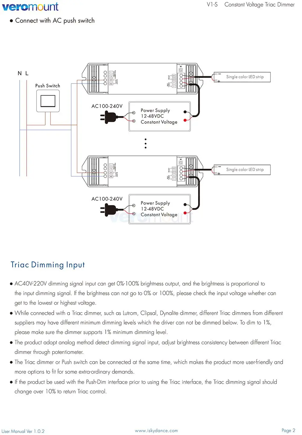 Dimmer cu Triac 12V 24V 36V 48V DC Tensiune Constantă AC40V-220V Împinge Reglaj pentru S1-B KS RF Benzi cu LED-uri de Lumină CV Triac LED Dimmer V1-S