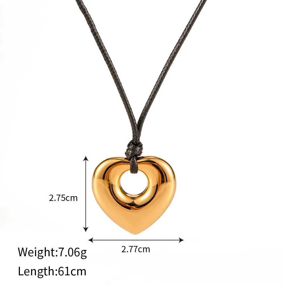Din Oțel inoxidabil PVD Placat cu Aur de 18K Tarnish Lanț de Frânghie Inima Pandantiv Colier Pentru Femei Bijuterii en-Gros 2023 Trendy