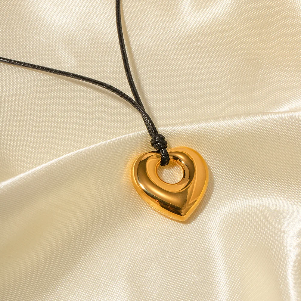 Din Oțel inoxidabil PVD Placat cu Aur de 18K Tarnish Lanț de Frânghie Inima Pandantiv Colier Pentru Femei Bijuterii en-Gros 2023 Trendy