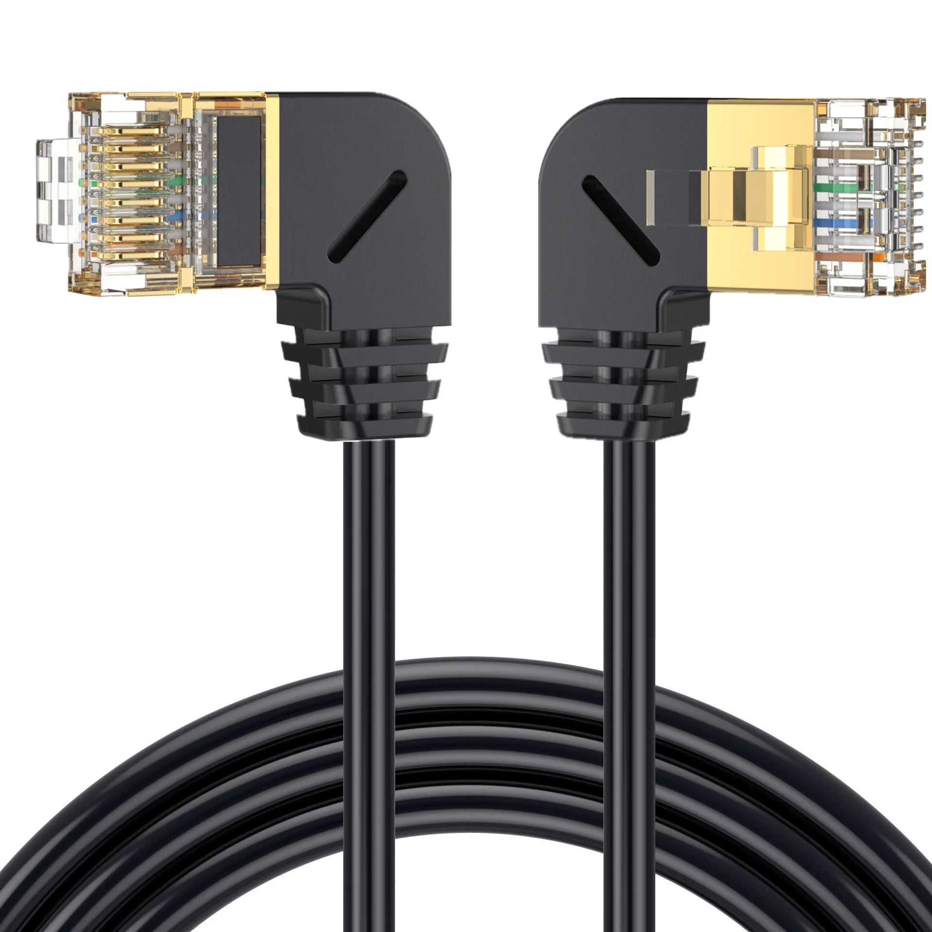 Dublu Cot în Jos și în Sus în Unghi de 90 de Grade CAT8 40Gbps 8P8C Cat 5 Cablu de Rețea Ethernet RJ45 Lan Patch Cord 0.5 M