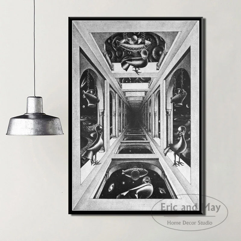 Escher Ireal Geometrice Opera De Arta Abstracta Imprimare Poster Imaginea De Pe Perete Dormitor Clasic Artă Decorativă Nici Un Cadru
