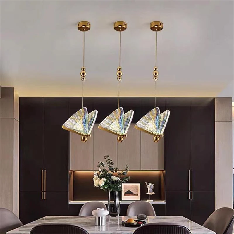 Fluture de Aur Interioară LED Lampă de Pandantiv pentru Sufragerie Bucatarie Nordic Candelabru Agățat Lumini de Corpuri de iluminat pentru Patul de Acasă