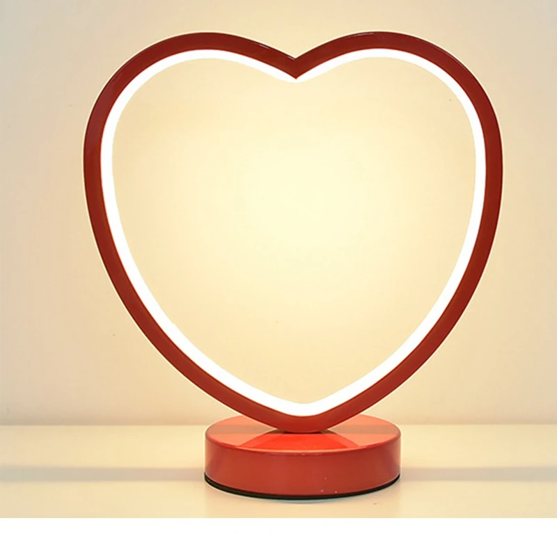 Forma de inima Lampa de Birou Pentru Nunta Red LED Masă Lampă fără Trepte de Reglaj Dormitor Lampă de Noptieră Lumina de Noapte