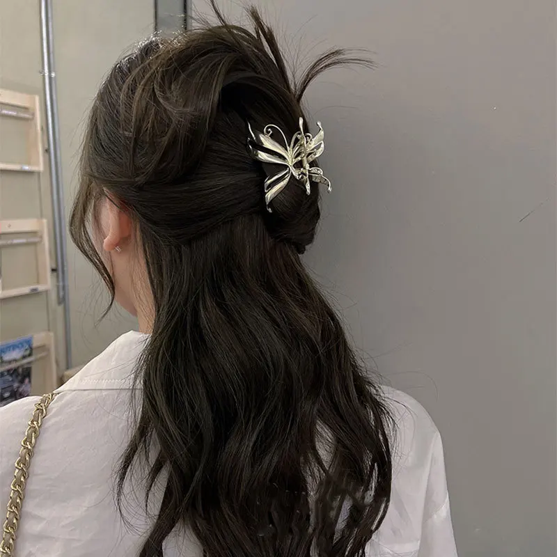 HUANZHI Moda de Metal Fluture Clip de Păr de Aur de Culoare Argint Forma de Animale Shark Clip Personalitate Accesorii de Par pentru Femei