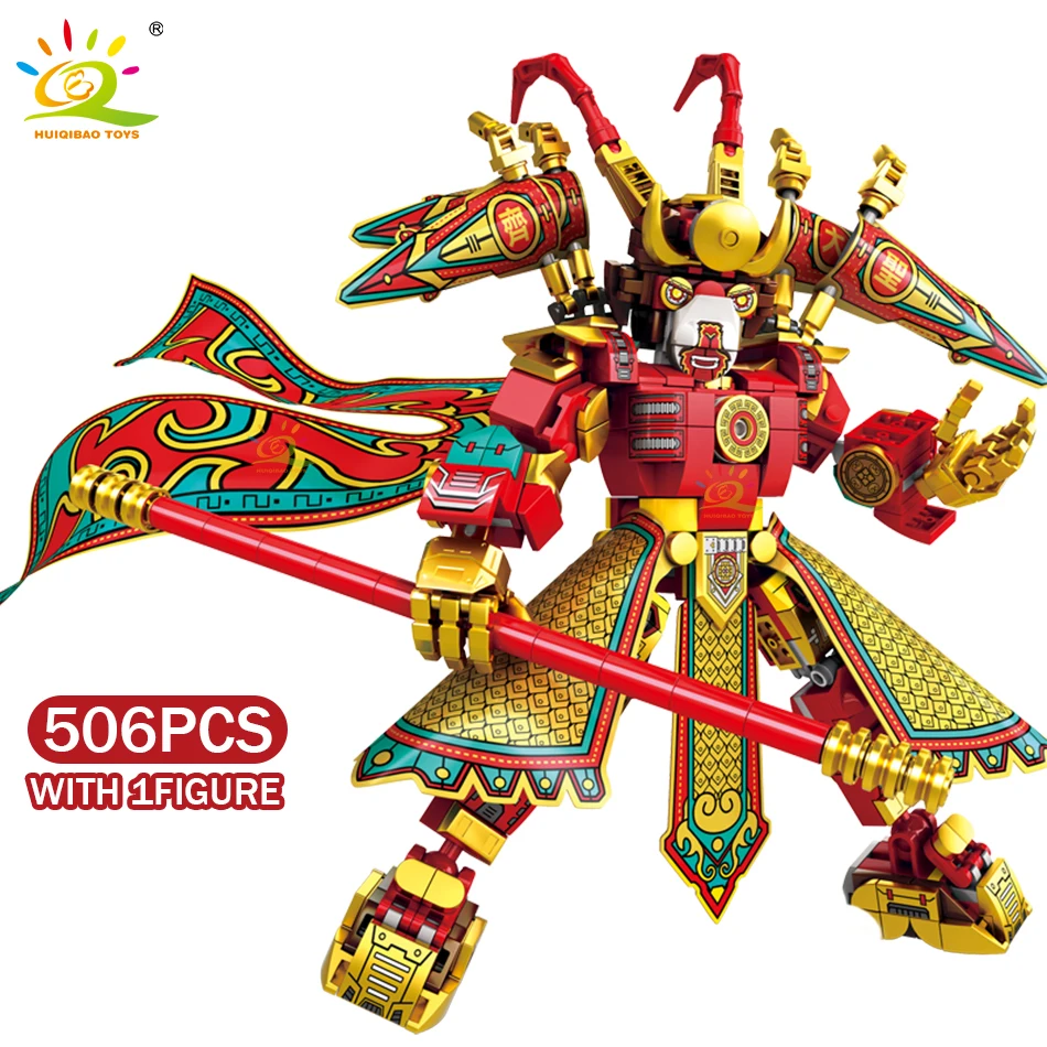 HUIQIBAO 506pcs Sun Wukong Mecha Blocurile Orașului Monkied Super Robot Monkey King Fighter Armă Cifre Cărămizi Jucării Copil