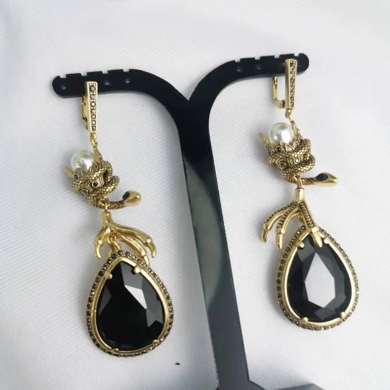 Industria grea geometrice black diamond cercei pentru femei premium sentiment de epocă personalitate șarpe de aur cercei gheare de pasăre
