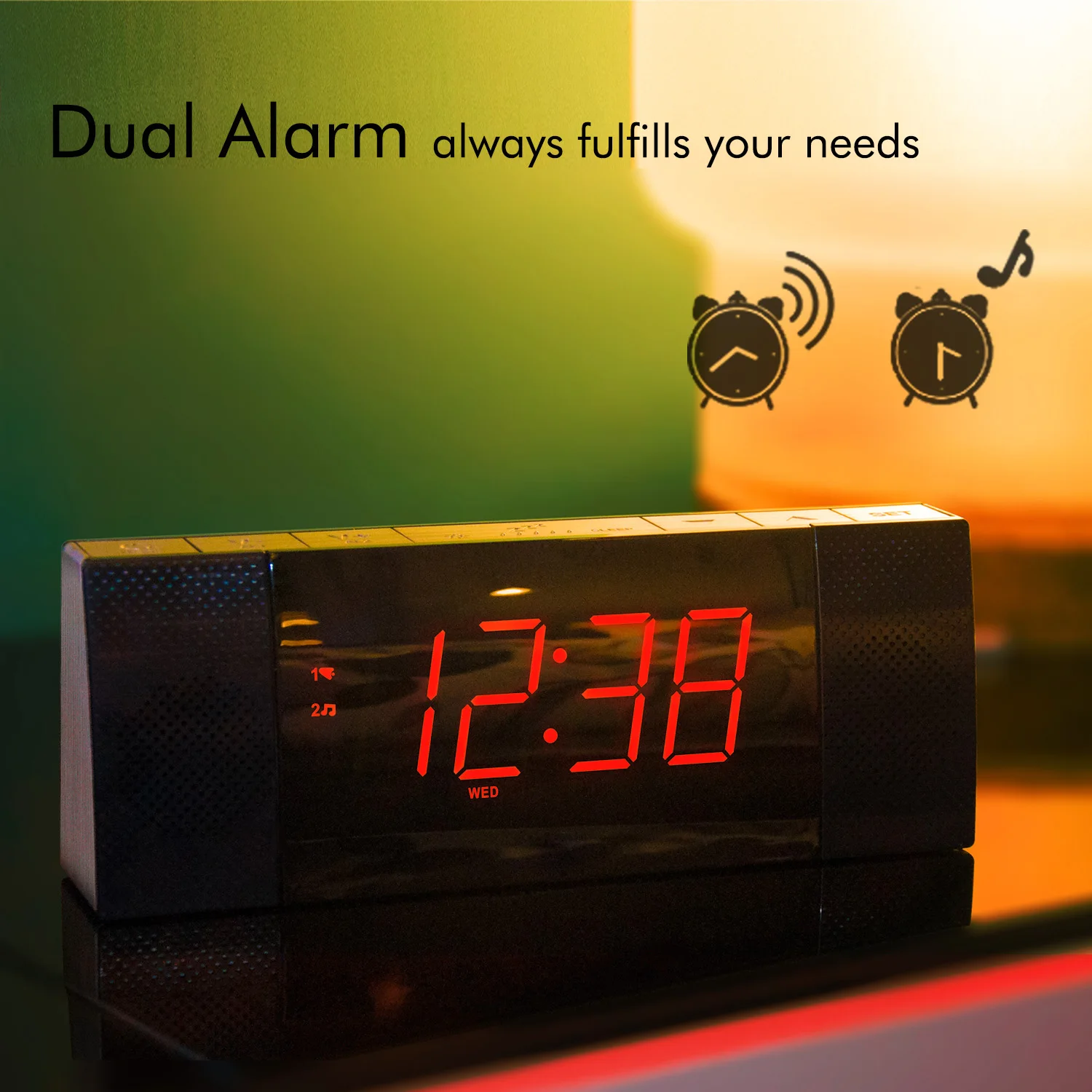 iTOMA Ceas cu Alarmă cu Difuzor Bluetooth Radio FM Dimmer Amânare cel mai Tare Ceas cu Alarmă pentru Traverse Grele