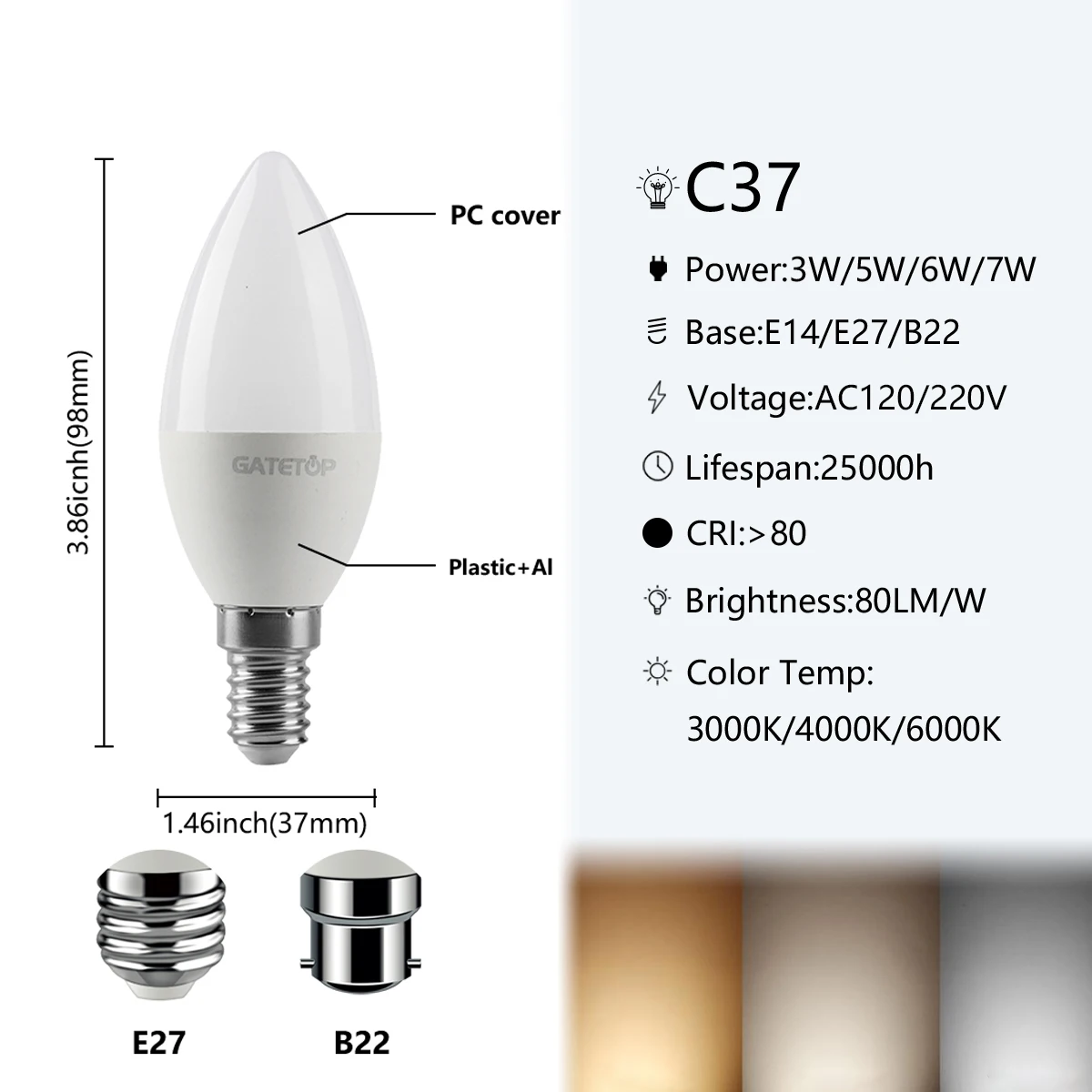 Led Golf Bec Lampa 10BUC becuri cu LED-uri eficiente Energetic G45 B22 E14 E27 3W-7W AC230V AC120V 3000K/4000K/6000K Pentru Decor Acasă