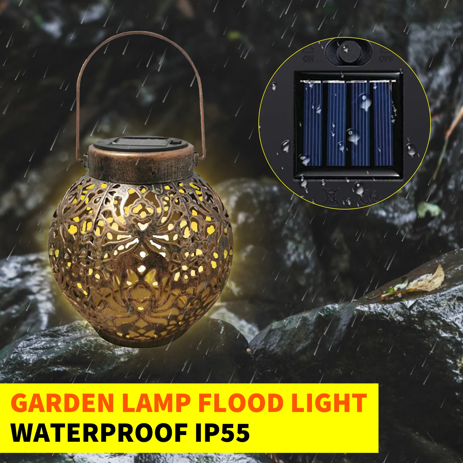 LED-uri de Metal Solar Lanterna Lumina, Grădină în aer liber rezistent la apa Gol Lampa de Proiecție