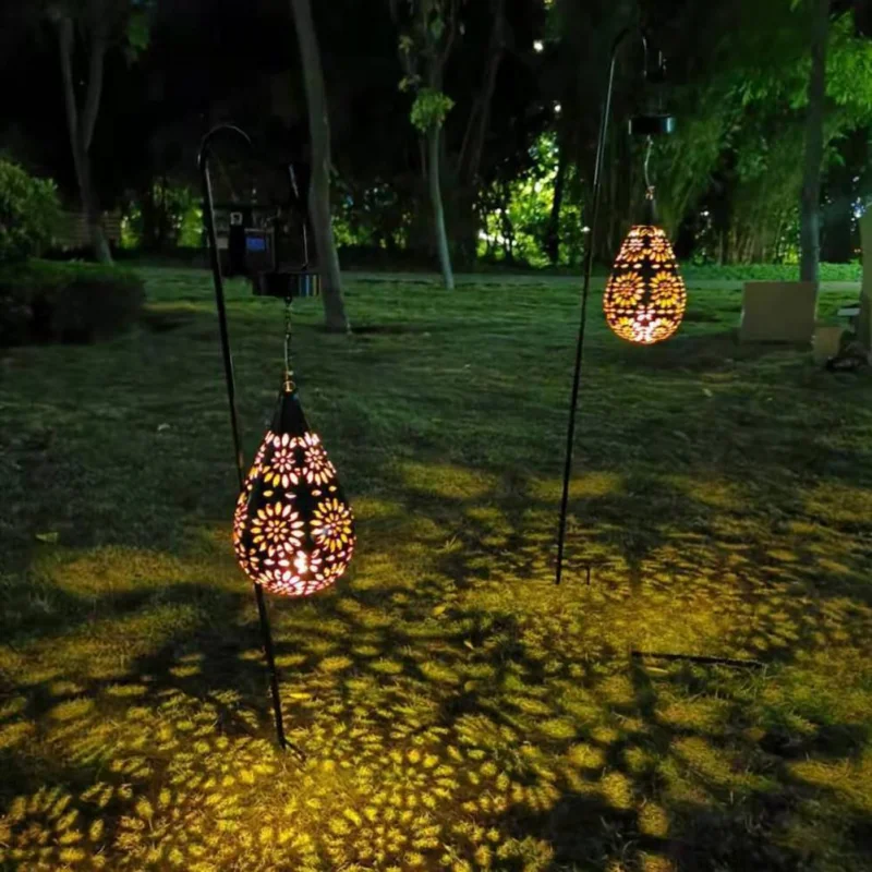 Lumini solare Lanterna LED Lumini de Gradina din Metal Lampă de Iluminat rezistent la apa Petrecere de Grădină din Metal rezistent la apa Peisaj pentru Decor în aer liber