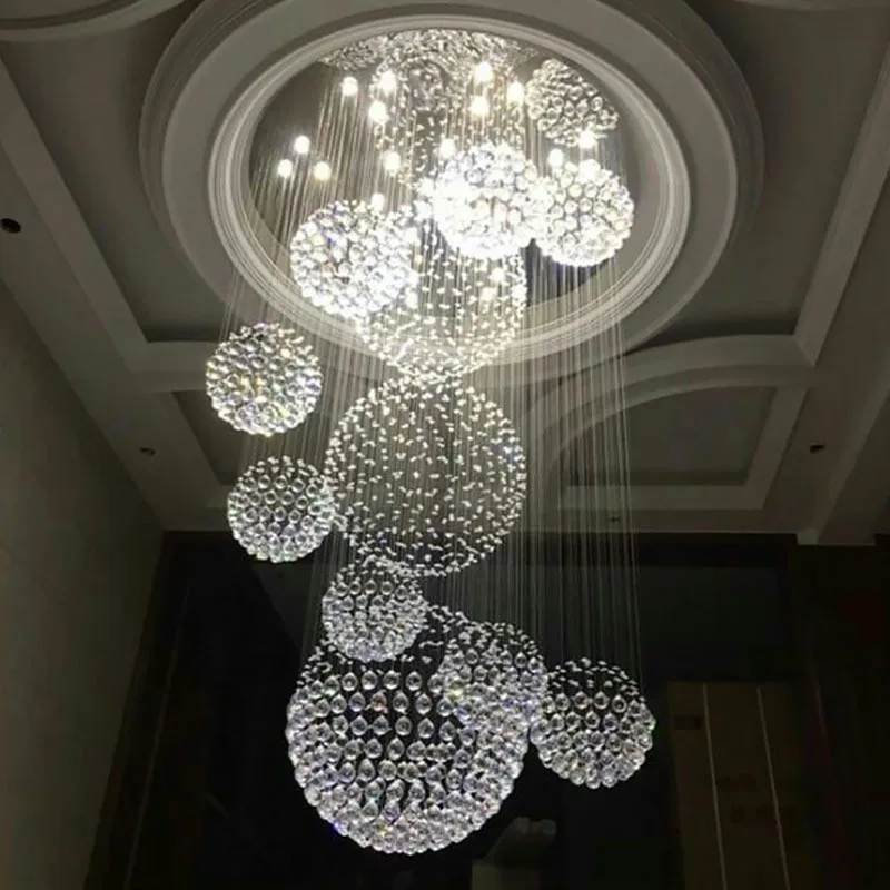 Mare cu LED-uri Moderne glob de Cristal Candelabre Tavan Scara Decor Luciu Pandantiv Agățat de Iluminat Crystal Hall Villa Hol Lămpi