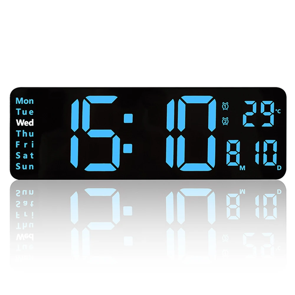 Mare Digital LED pentru Perete cu Alarma Ceas cu Calendar și Temperatura de Afișare pentru Dormitor, Living, Masa Decor de birou