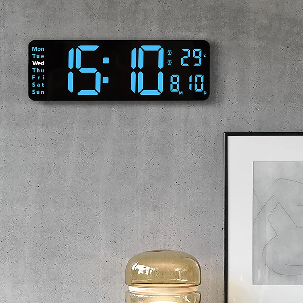 Mare Digital LED pentru Perete cu Alarma Ceas cu Calendar și Temperatura de Afișare pentru Dormitor, Living, Masa Decor de birou
