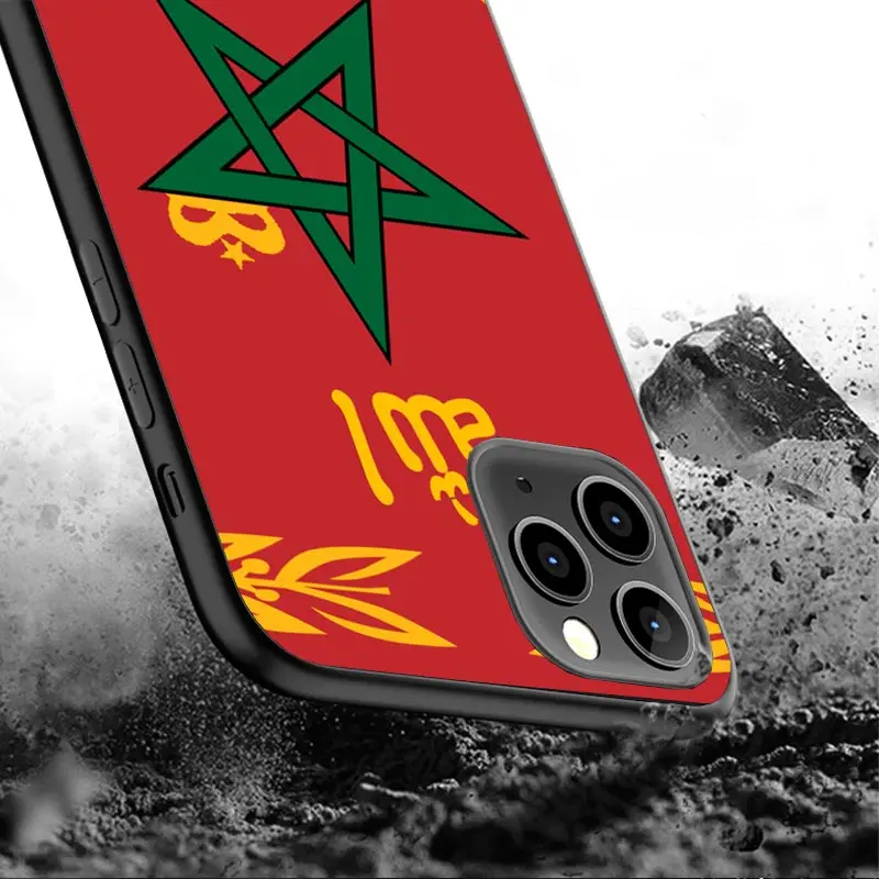 Maroc Steagul Negru Telefon Caz pentru Apple iPhone 14 12 13 Mini 11 Pro Max XR 7 8 + SE 2020 XS 6 6s Plus 5 5s Silicon Acoperă Coque