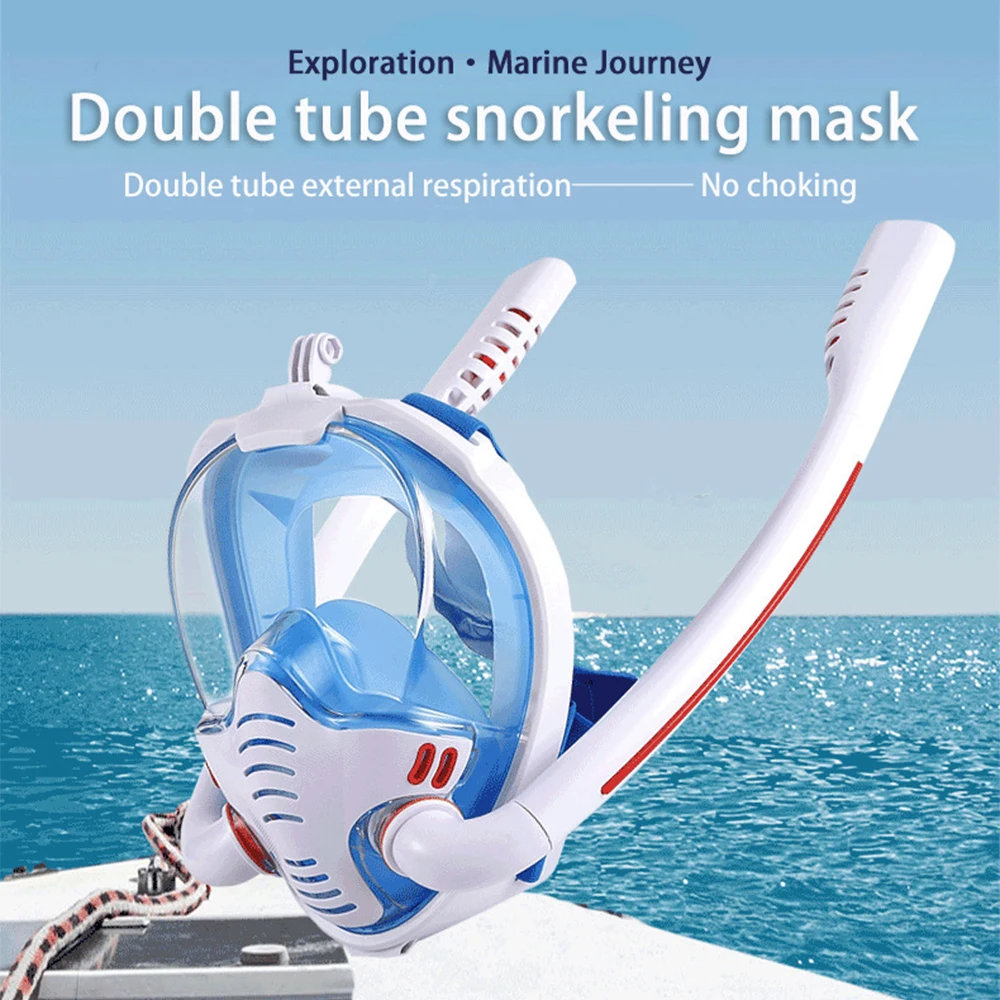 Masca De Scufundări Scuba Dublu Tub Tub Fata Complet Anti-Ceață Adult Snorkeling Masca Copil De Înot Subacvatic, Echipament De Scufundare