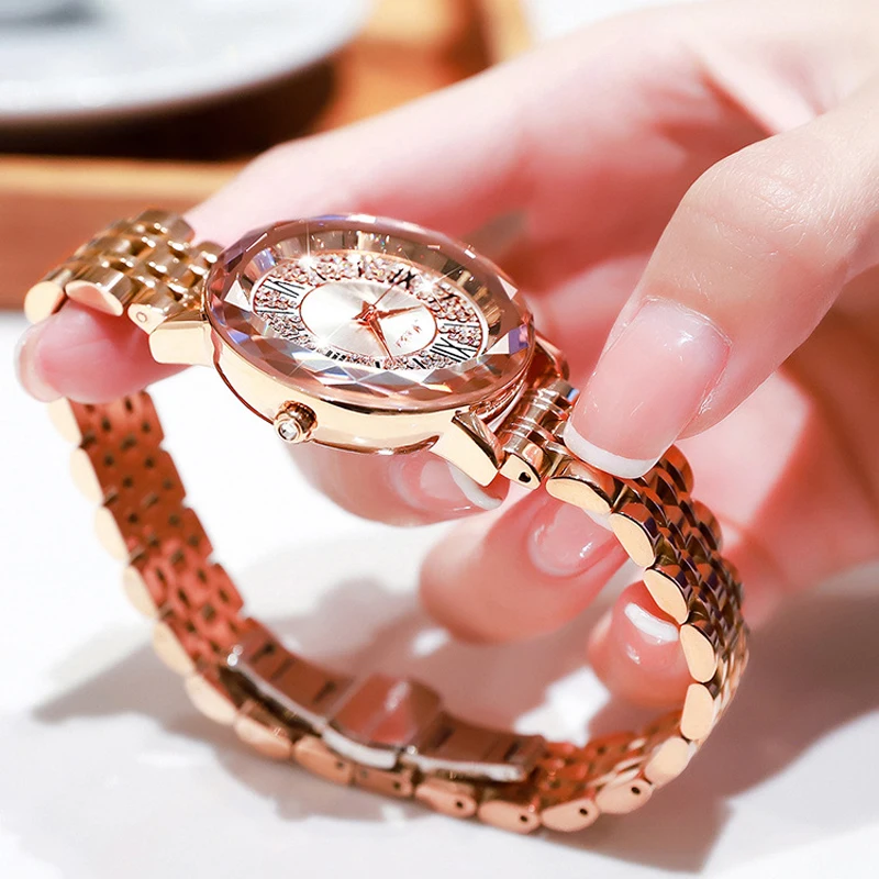 MEIBIN Marca de Lux a Crescut de Aur Cuarț pentru Femei Curea din Otel Inoxidabil rezistent la apa Moda Diamant Ceasuri Femei Ceas de mână
