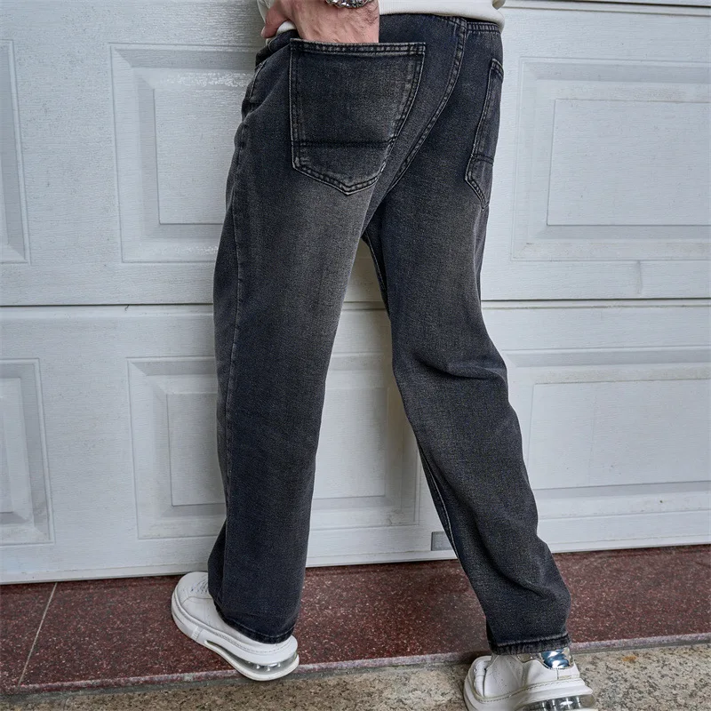 Mens Blugi 2023 New Vintage Casual Moda American Pierde High Street Pantaloni Largi Picior Pantaloni Lungi