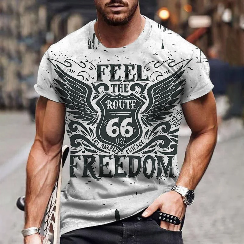 Moda de Vară pentru Bărbați T-shirt Route 66 Road 3D Imprimate Gât Rotund tricou Unisex Street Sport de Agrement cu Maneci Scurte T-shirt de Sus