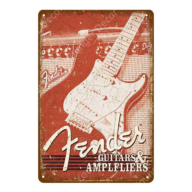 Muzica Gem Chitara Pop Metal Semn Bar Decor De Perete Vintage Din Metal Semne Decor Acasă Rock Roll Fender Pictura Placa