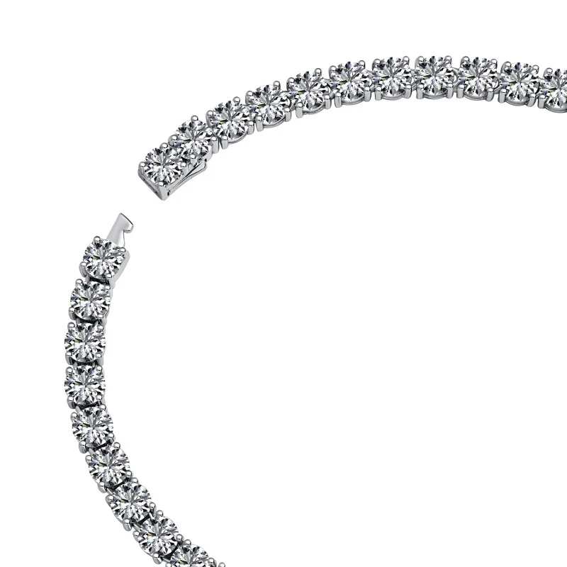 Noi De Lux Europene S925 Argint 8 Carate Singur Rând Complet Zircon Rotund Colier De Femei De Moda Retro Tenis Clavicula Lanț