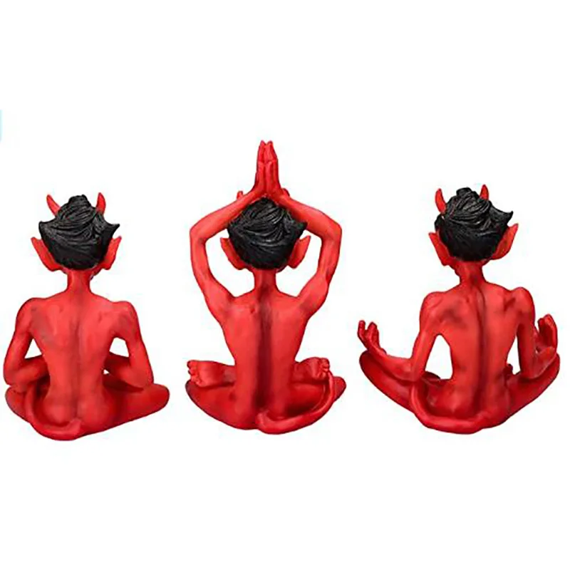 Noi Diavolul Yoga Statuie Infraroșu Star Om Rășină 3-Piece Set De Ornamente De Halloween Desktop Acasă Decorare