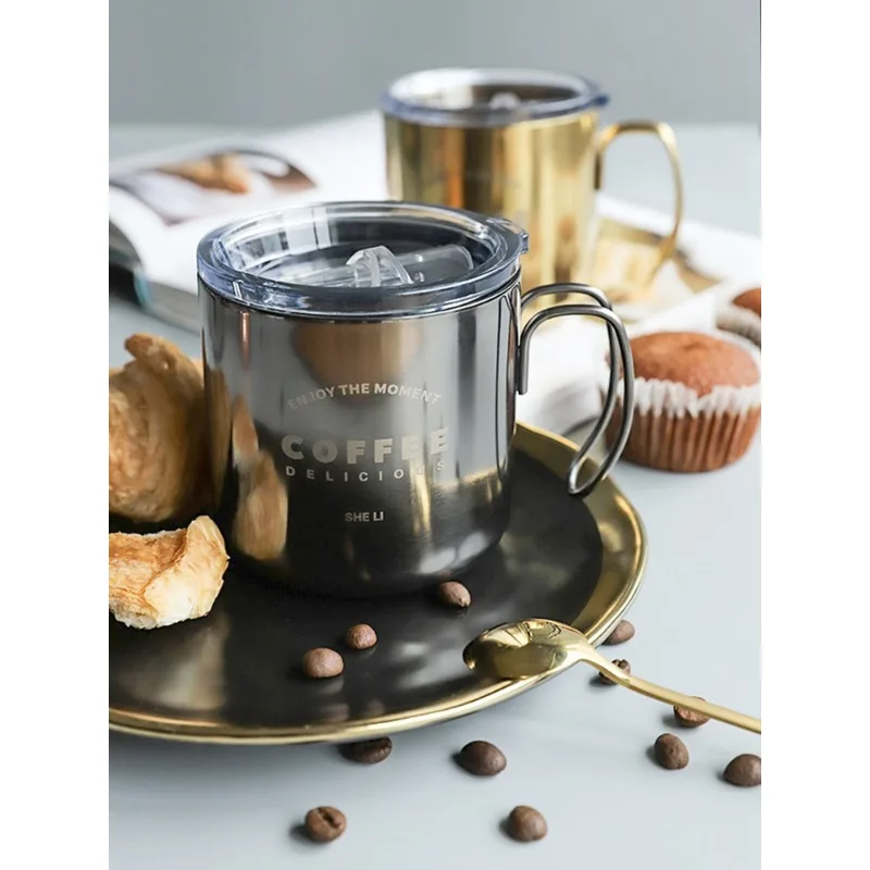Nordic Retro Vânt Industrial 304Stainless Oțel Ceașcă de Cafea Moda Lapte Cana dupa-Amiaza Ceașcă de ceai Bucătărie Drinkware Cu Mâner
