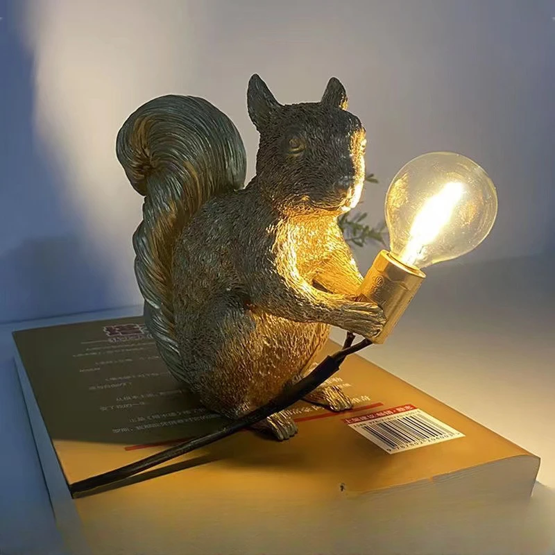 Nordic Veveriță Lampă De Masă Decorative De Iluminat Decor Animal Lampa De Noapte Camera De Zi Rășină Lampa