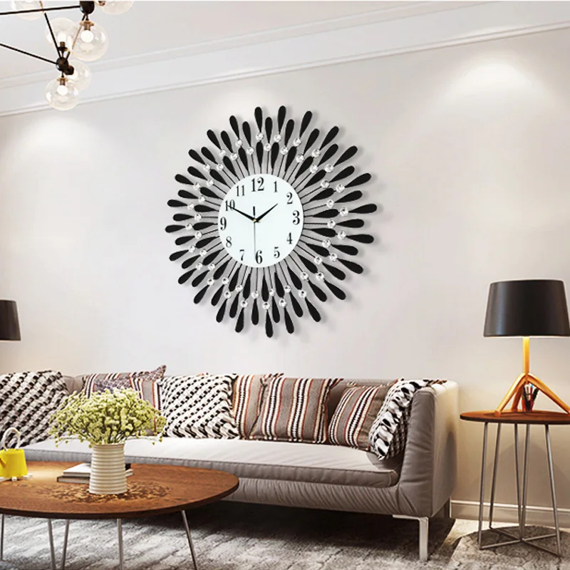 Nou Ceas de Perete Cristal Soare Stil Modern Tăcut Ceasuri pentru Camera de zi Office Home Decor ceas de perete digital