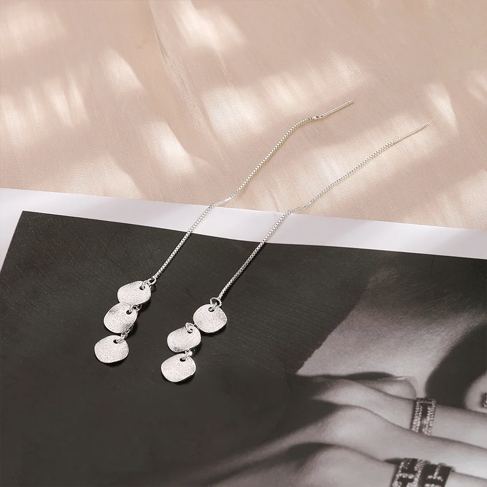 Noua Modă De Culoare De Argint Picătură Cercei Mat Tampoane Rotunde Ciucure Geometrice Pentru Femei Cadou Fată Moda Bijuterii Dropship En-Gros