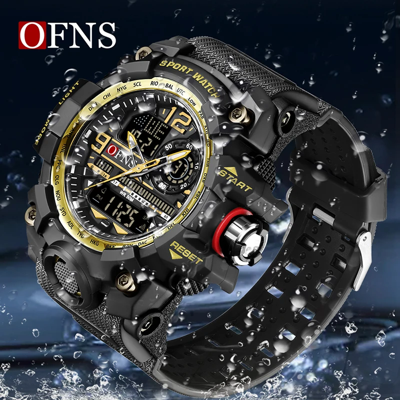 OFNS Top Brand G Stil Nou Bărbați Ceasuri Sport Militare Cuarț Ceas Masculin Ceas Digital Dual Display Casual rezistent la apa