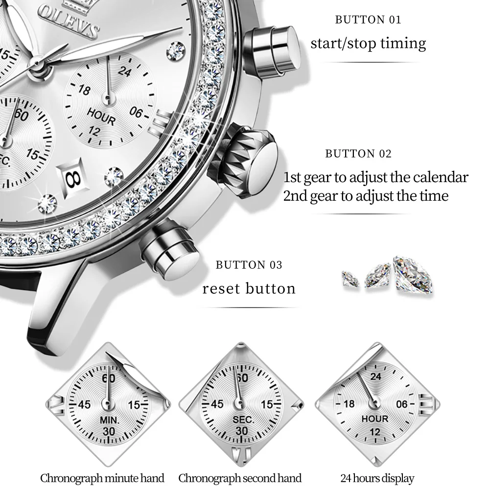OLEVS de Lux Diamant Quarzt Ceas de Moda pentru Femei din Piele Cronograf Ceasuri de sex Feminin Impermeabil Ceas pentru Femei Relogio Feminino