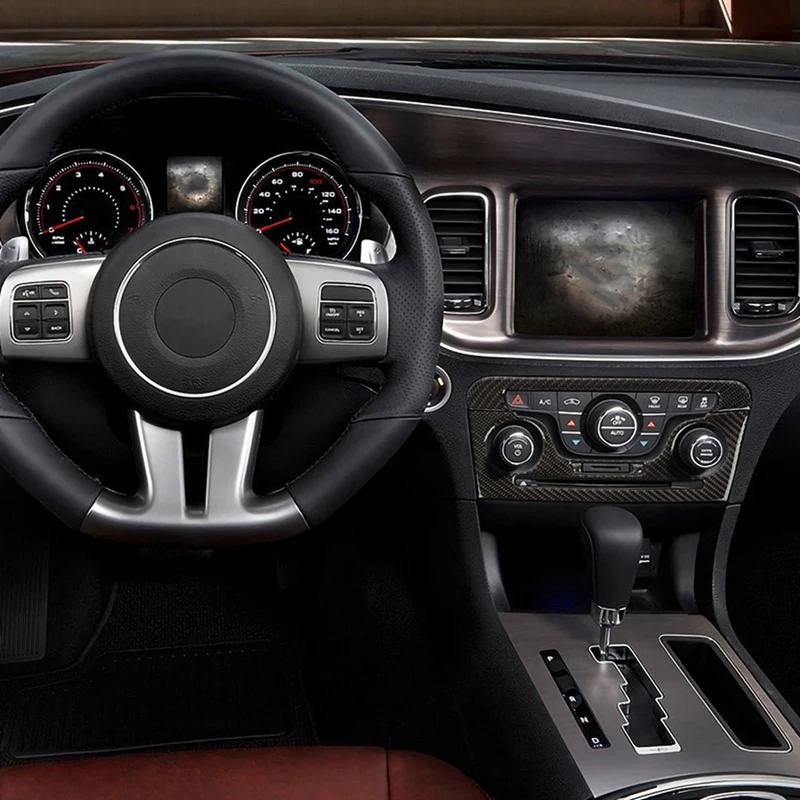 Pentru Dodge Charger 2011-2014 Moale Fibra de Carbon Central CD Panoul de Control Aer Conditionat Tapiterie Acoperire Decorare Autocolant