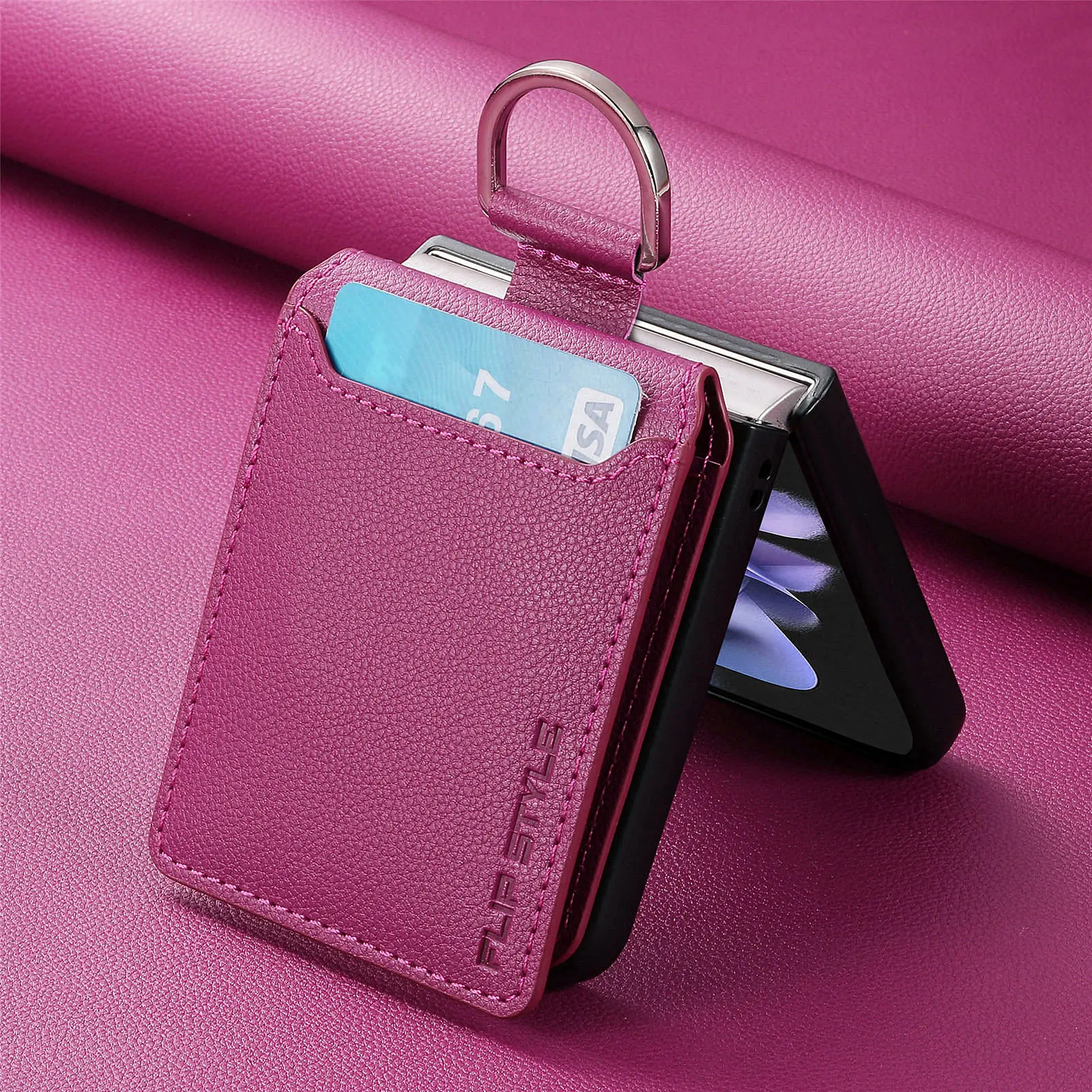 pentru samsung z flip-5 Mai bună Protecție Portabil Portofel Funda Caz pentru Samsung Galaxy Z Flip 5 5G Flip5 Slot pentru Card din Piele Acoperi