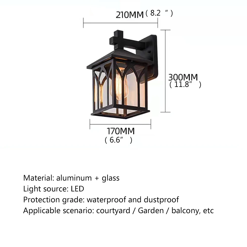 PLLY în aer liber Negru Lumina LED Retro de Perete Sconces, Lămpi Clasice Impermeabil pentru Acasă Balcon Decor