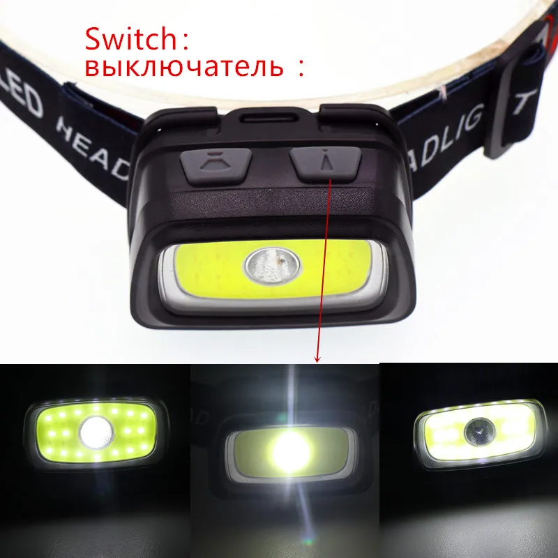 Portabil mini COB+XPE LED Far în aer liber, camping Pescuit faruri de Lucru lanterna lanterna foloseste 3*Baterie AAA