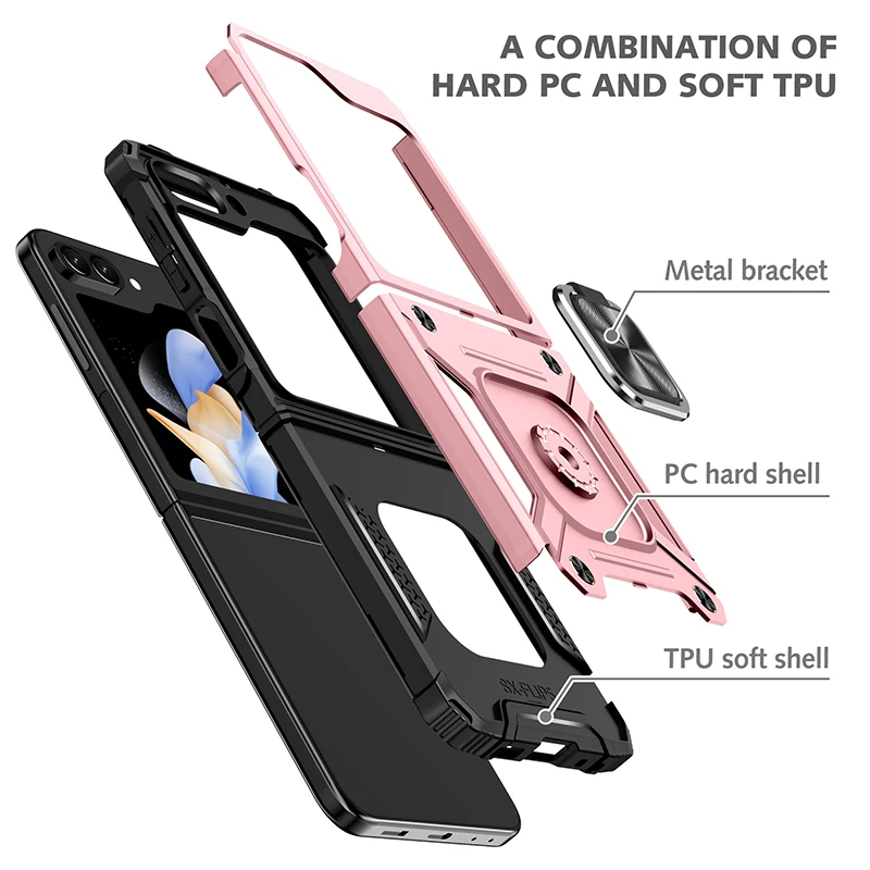 Praf Telefonul Mobil Geanta Stea de Caz pentru Samsung Galaxy Z Flip 5 Flip5 Zflip5 5G Anti-Șoc Deget Inelul Capa