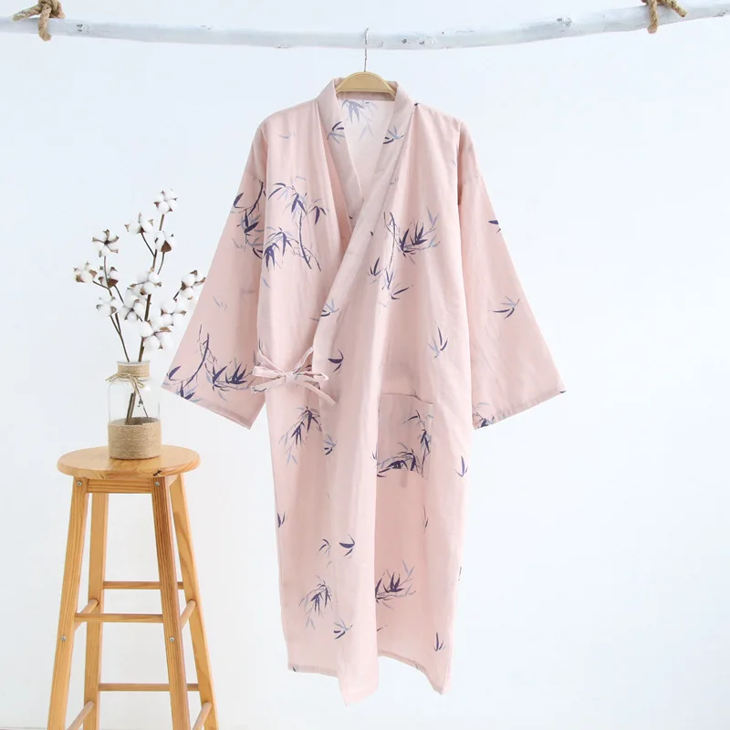 Primăvara și Vara de Bumbac Subtire, Frunze de Imprimare cămașă de noapte Halate pentru Cupluri Kimono-Halat de baie pentru Bărbați și Femei Cardigan Halate de baie
