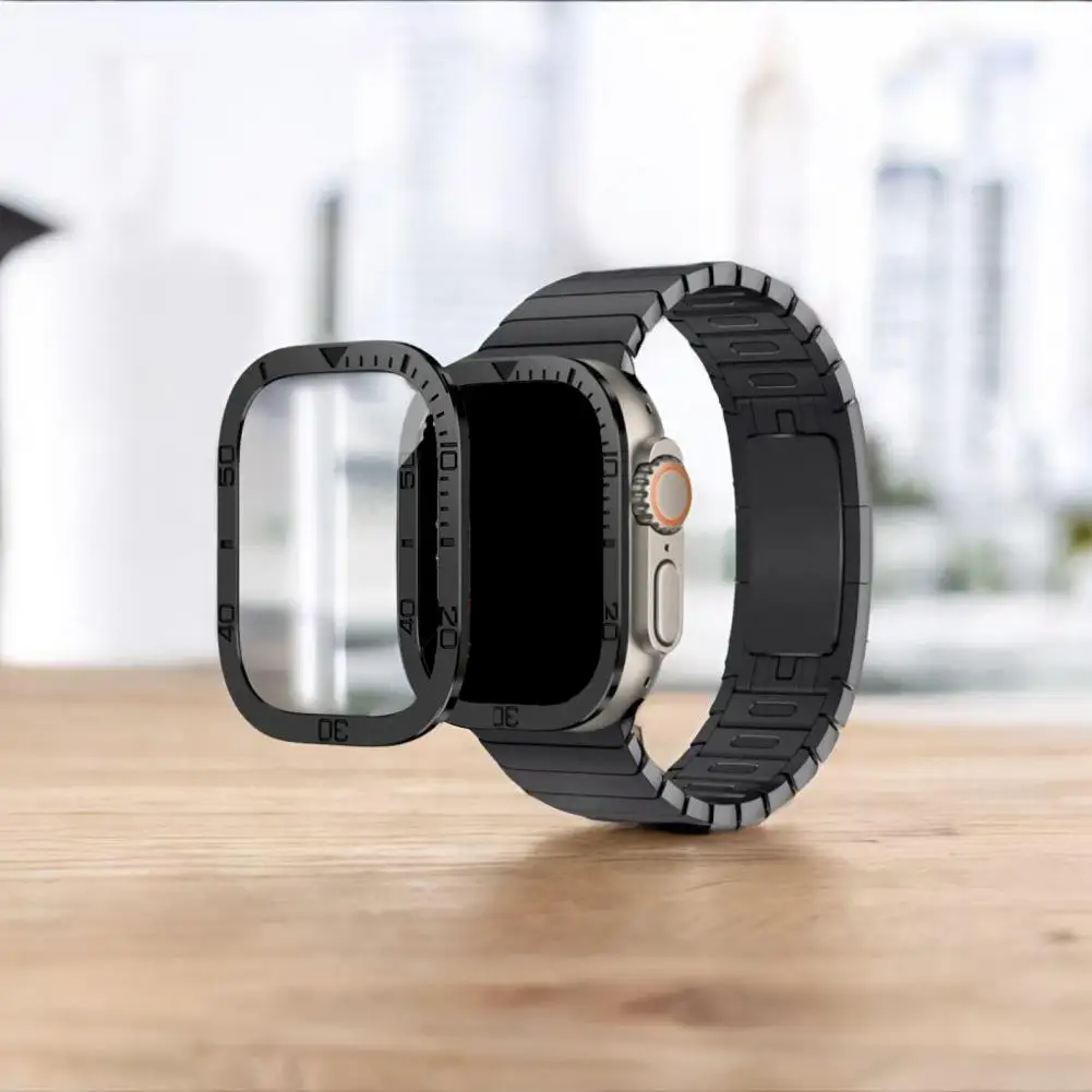 Ramă de Metal Inel de Caz Timp Viteza Scară Acoperire Cadru Pentru iwatch S8 49mm Pentru Apple Watch Seria Ultra Glass Screen Protector Film