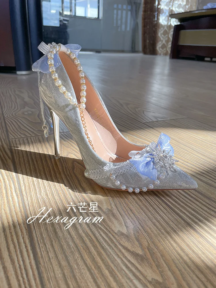 Retro Elegant Lolita Curtea Stil Lolita Flori Nunta Superba Funda din Satin Pearl Bijuterie Bowknot Panglica de 7,5-10,5 cm, Pantofi cu Toc inalt