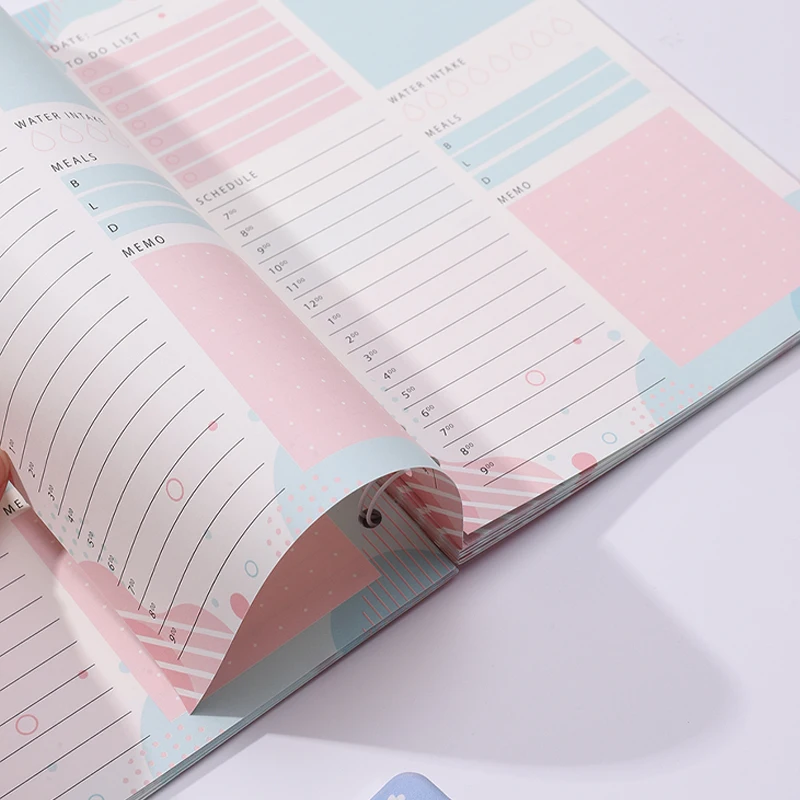 Roz Mov Imprimate Spirală Bobina De Notebook-Uri De Hârtie Jurnal Jurnalul Student Pad Notă Carte Memo Pad Schiță Notebook Planificator
