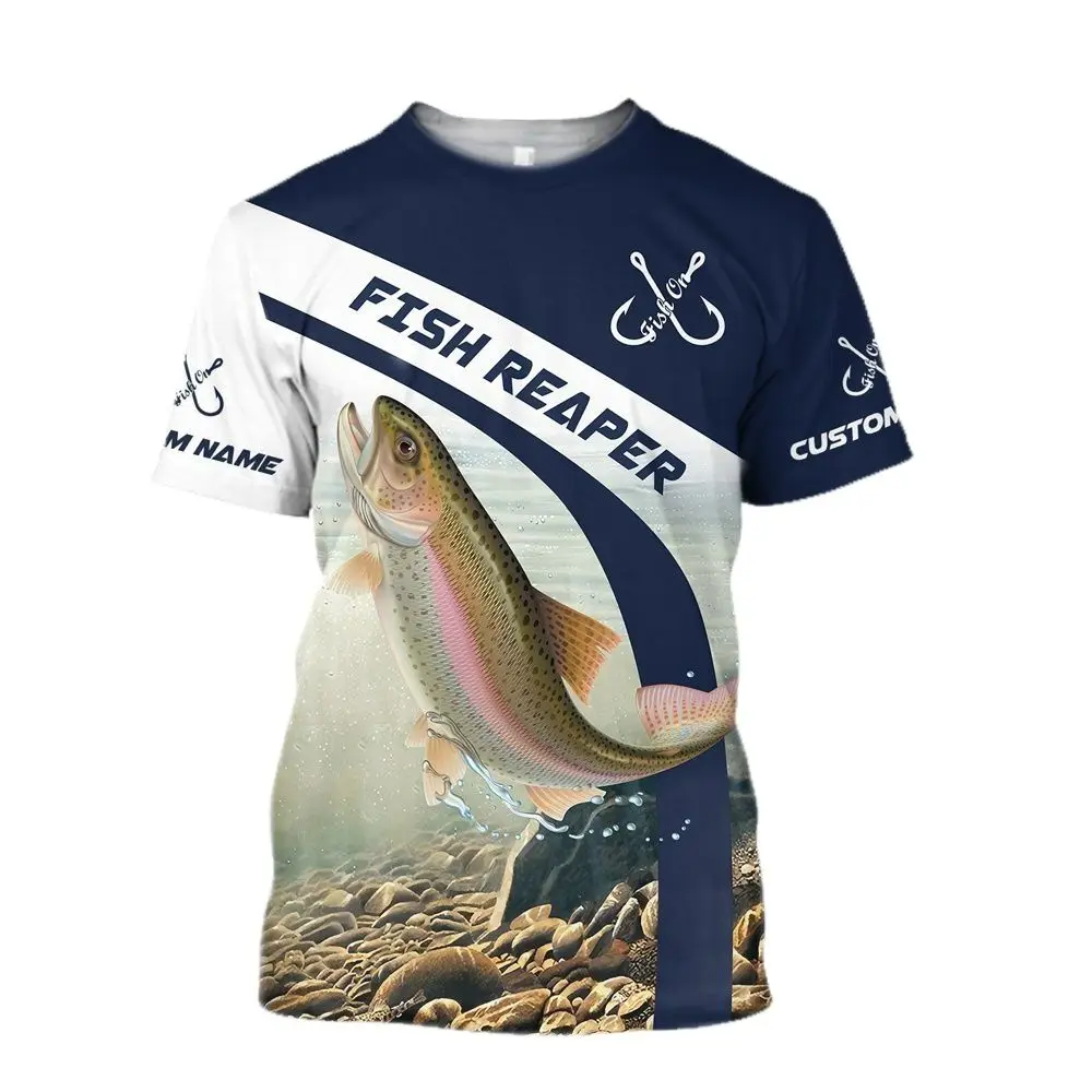 Răcoritoare de Vară de Moda pentru Bărbați Mânecă Scurtă Pește 3D de Imprimare Mare Rotund Gat Sport Lejere Casual tricou Personalizat de Fitness de Top