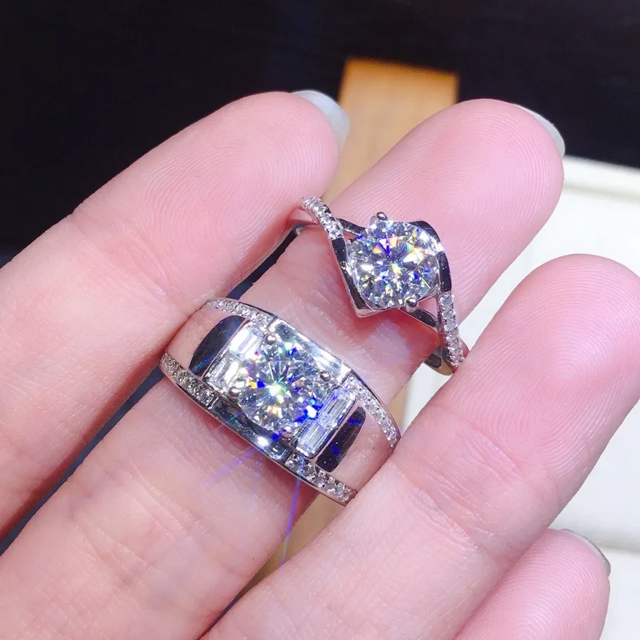 S925 Argint Personalitate de Moda Zircon Mosang Diamant Inel Deschis pentru bărbați și Femei, Cupluri de Logodnă și Verigheta