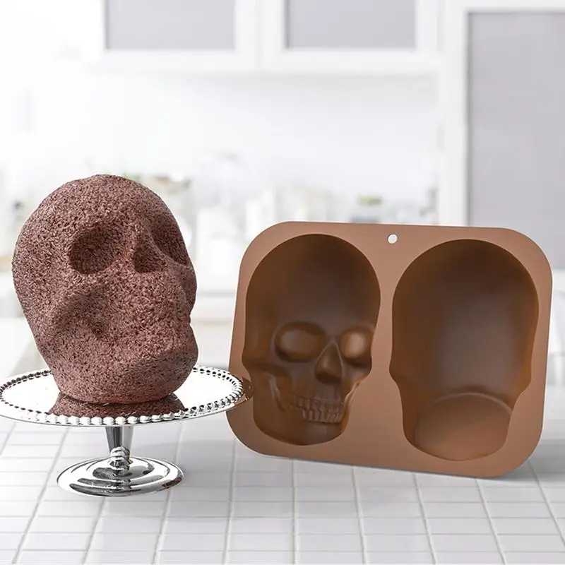 Silicon Skull Tort Mucegai Halloween Craniu Tigaie Tort Mucegai Silicon 3D din Silicon de Calitate Alimentară DIY Craniu Mare Tort Tigaie Pentru Copt