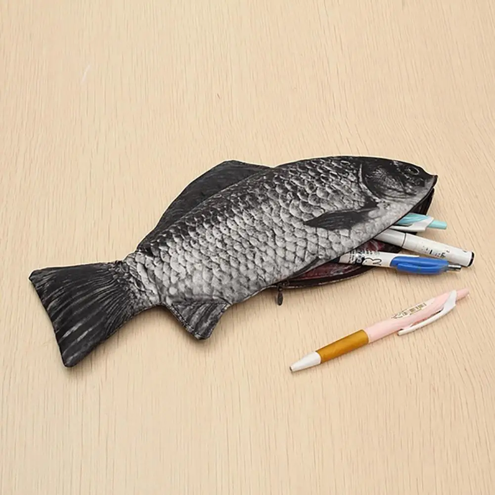 Simulare Caras Creion Sac de Monede Geanta Cosmetice Sac de Depozitare în formă de Pește Suport de Creion Papetărie Creativă Organizator