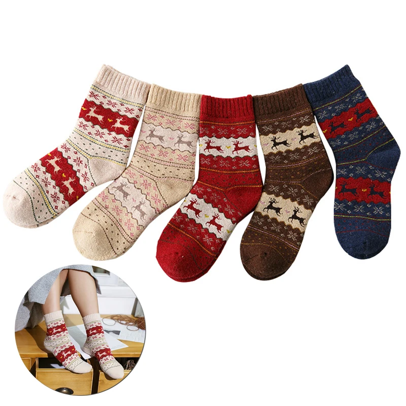 Toamna Iarna Șosete de Lână pentru Femei, de Bumbac Moale Șosete de Crăciun Ciorap Cadouri Animal Nebun Cald Șosete Termice