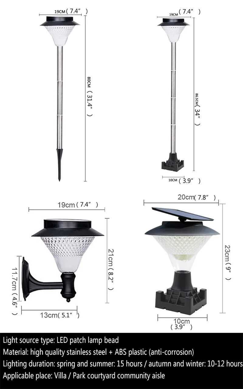 TYLA Lumina Solara Contemporane Gazon Lampa 60 LED-uri Impermeabil IP65 în aer liber Decorative Pentru Curte Park Garden