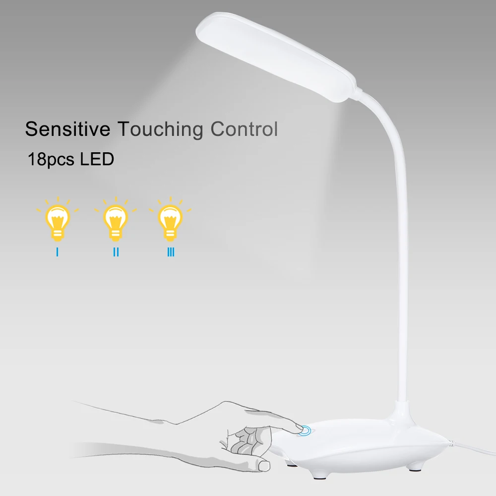 Ultralight de Birou LED-uri Lampă de Noapte 360° Flexibil Rotativ Atinge Control Estompat USB Ochi-îngrijirea Masă de Lumină pentru a Studia Lectură